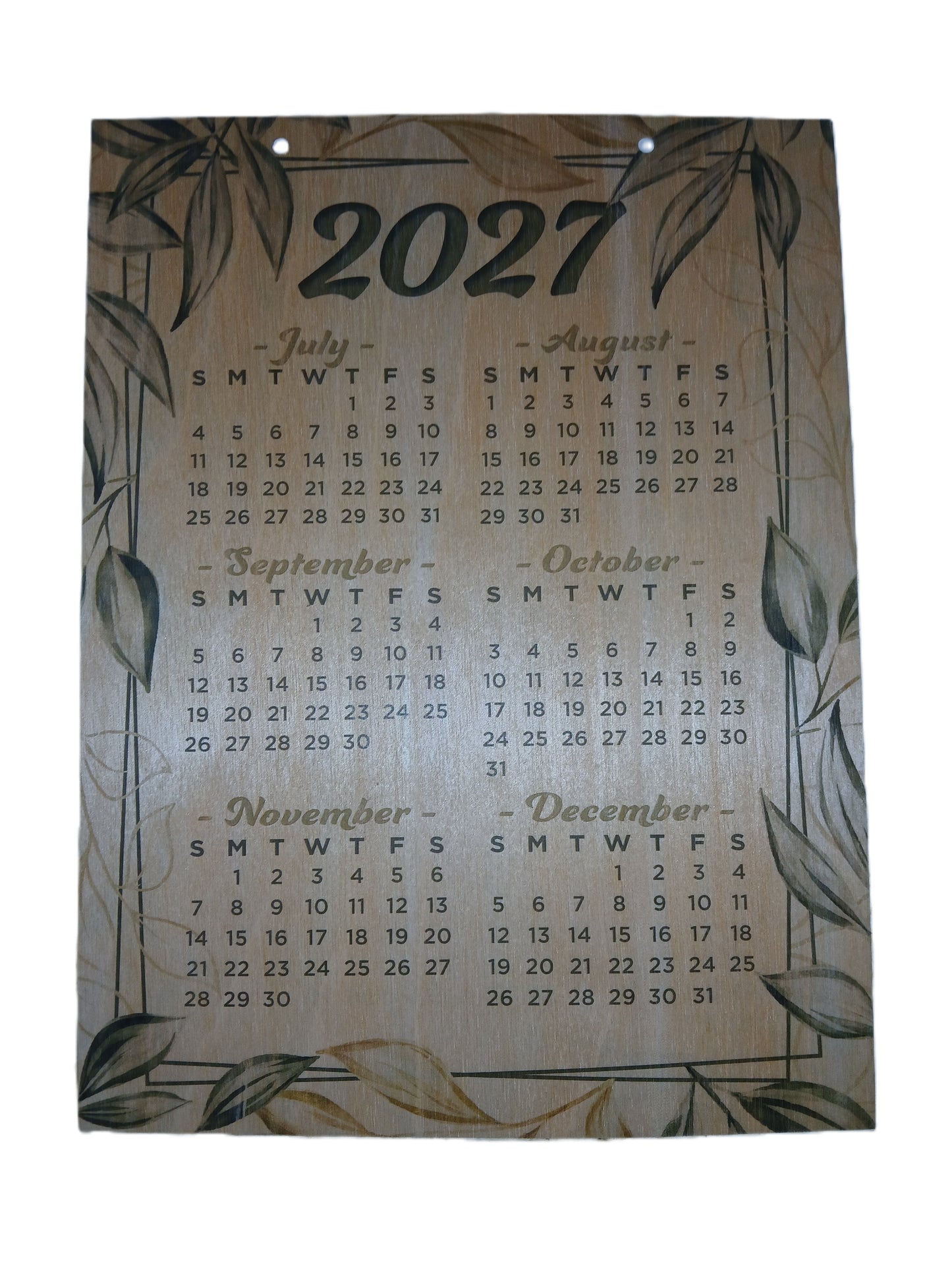 Wood 2027 Calendar