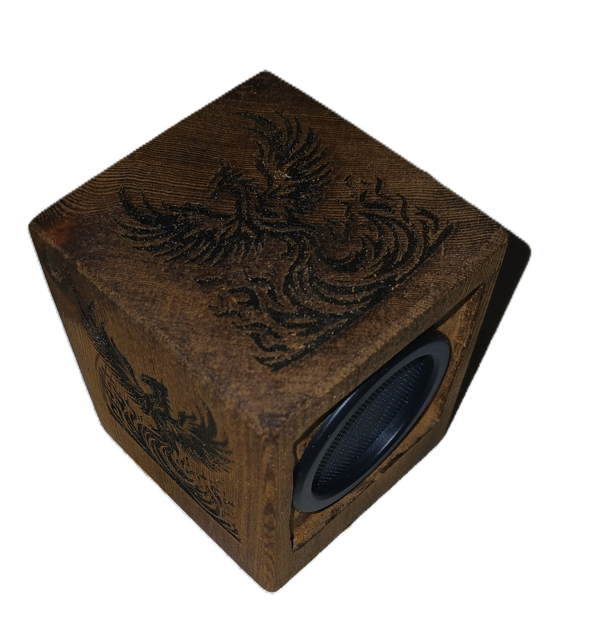 Wood phoenix rising blue tooth speaker