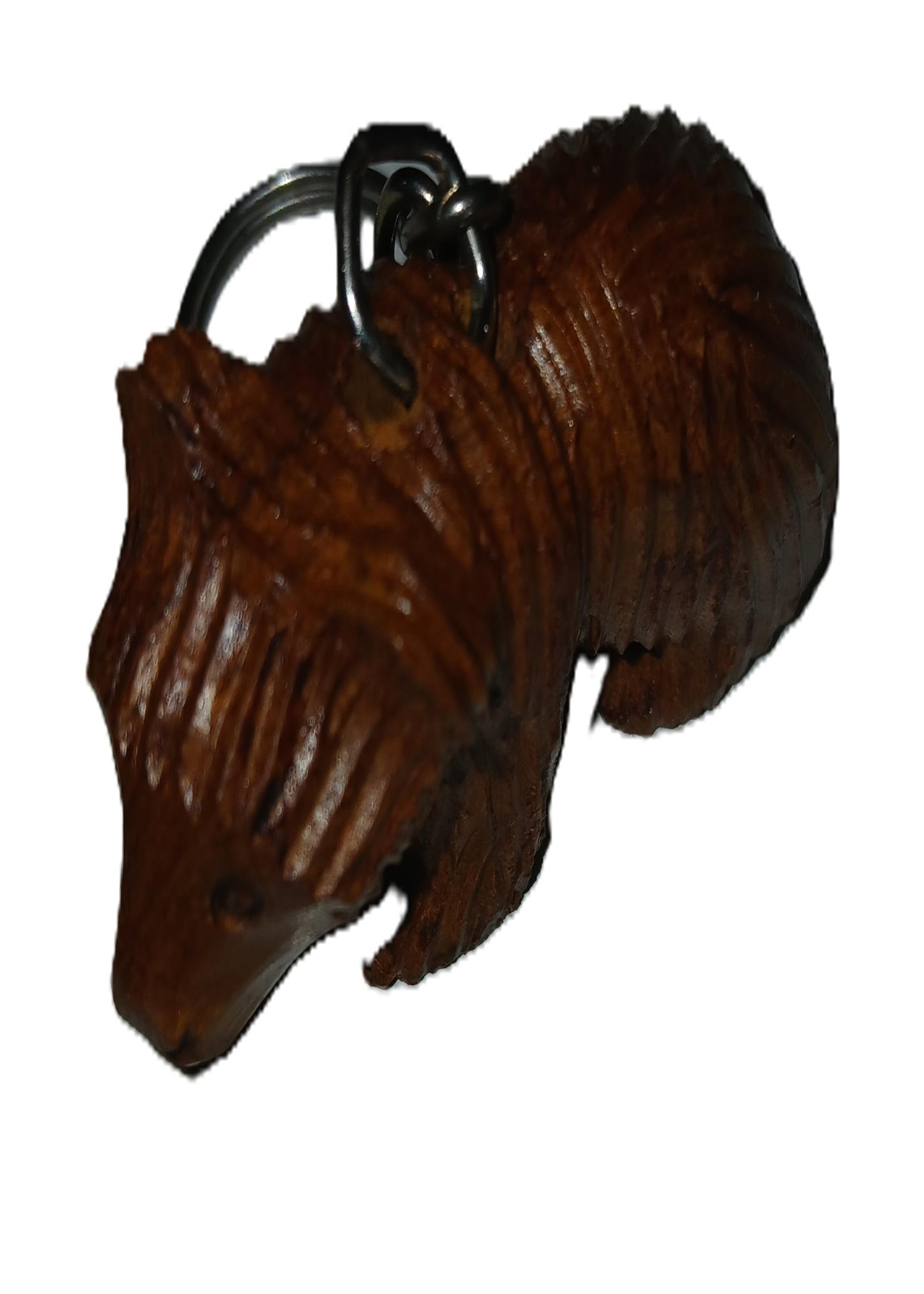 Bear hand carved from ironwood keychain