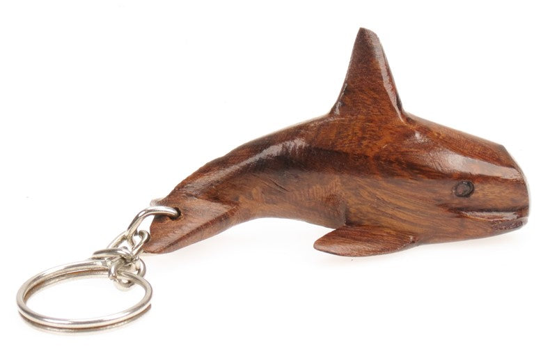 Orca keychain carved from ironwood