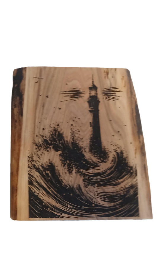 Lighthouse Wood Burned into Butternut