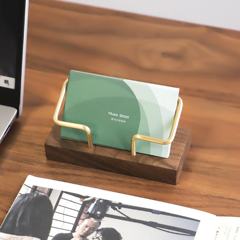 Walnut Brass Business Card Holder Wooden Business Card Holder Metal Business Card Holder Solid Wood Card Holder Signature Box