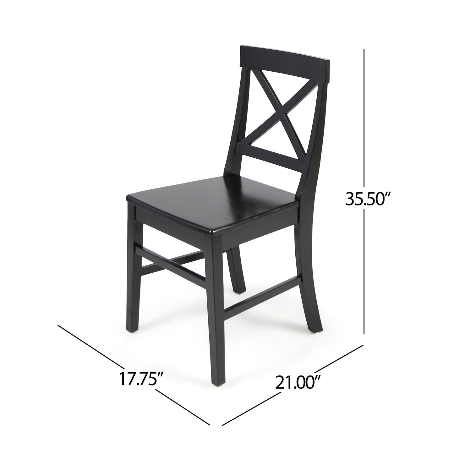 Roshan Farmhouse Acacia Wood Dining Chairs, Black (Set of 2)