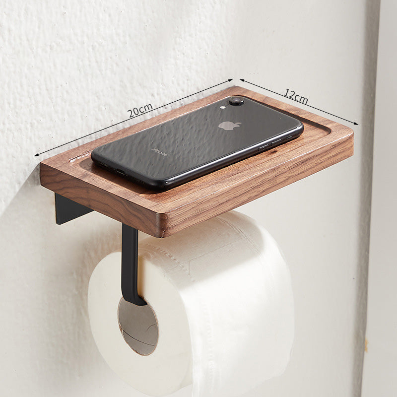 Toilet Paper Towel Holder Wall Mounted Black Walnut Toilet Roll Holder