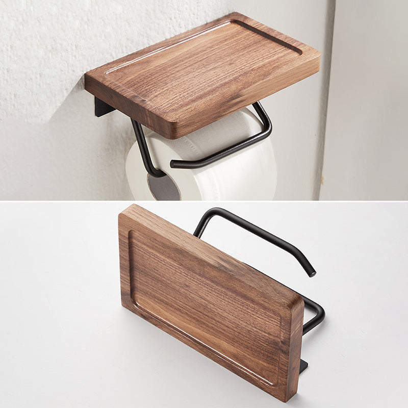 Toilet Paper Towel Holder Wall Mounted Black Walnut Toilet Roll Holder