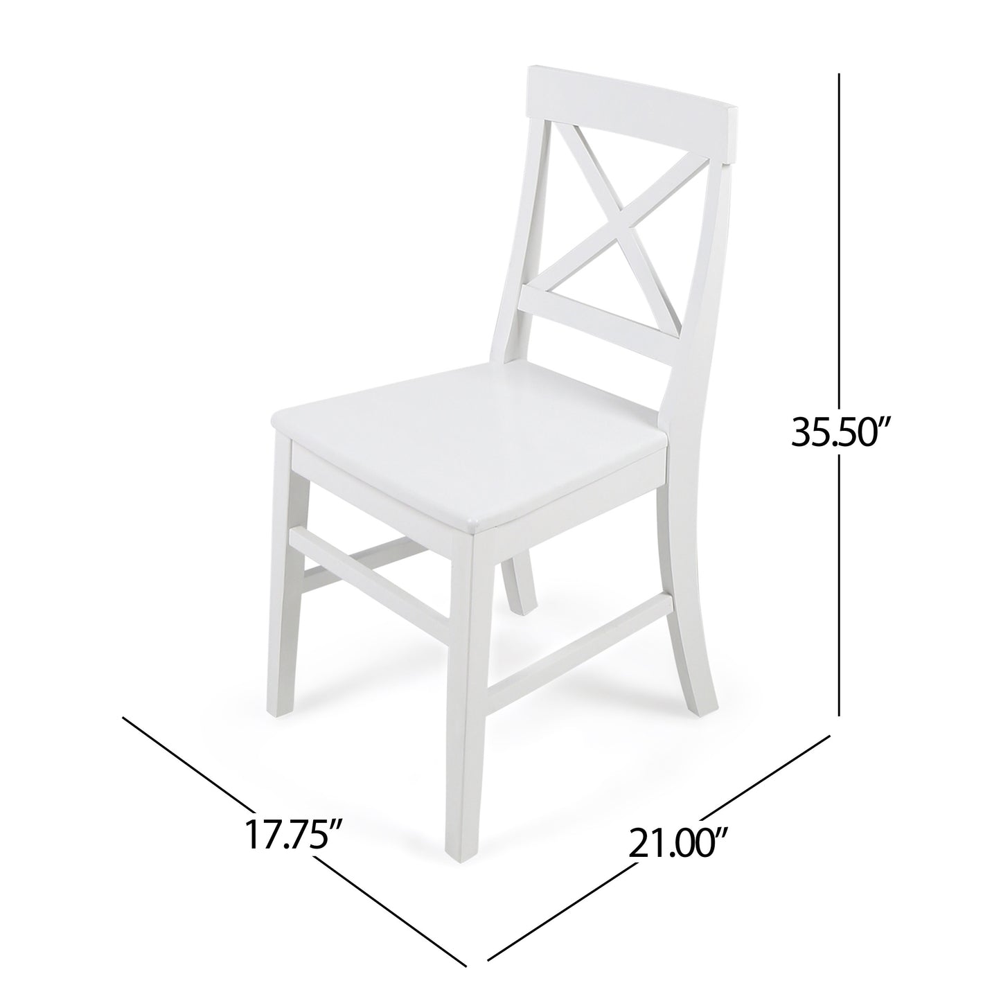 Roshan Farmhouse Acacia Wood Dining Chairs, White (Set of 2)