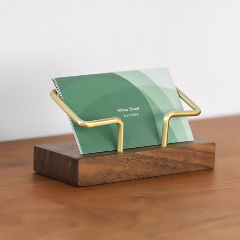 Walnut Brass Business Card Holder Wooden Business Card Holder Metal Business Card Holder Solid Wood Card Holder Signature Box