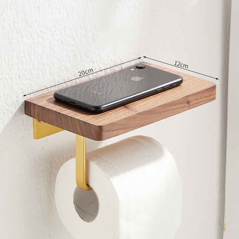 Toilet Paper Towel Holder Wall Mounted Black Walnut Toilet Roll Holder
