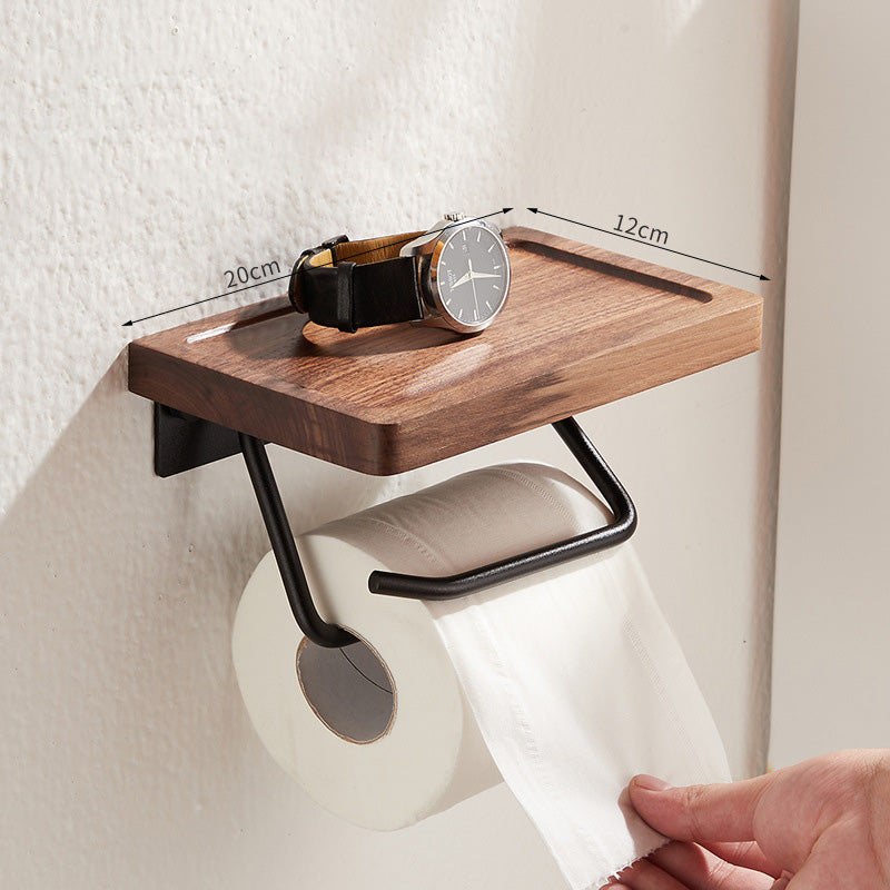Toilet Paper Towel Holder Wall Mounted Black Walnut Toilet Roll Holder