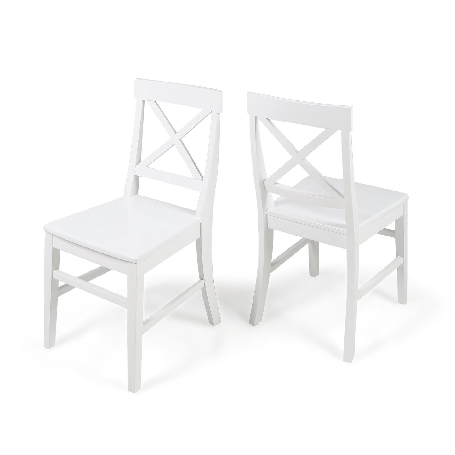 Roshan Farmhouse Acacia Wood Dining Chairs, White (Set of 2)