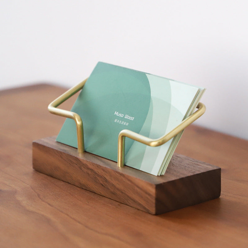 Walnut Brass Business Card Holder Wooden Business Card Holder Metal Business Card Holder Solid Wood Card Holder Signature Box