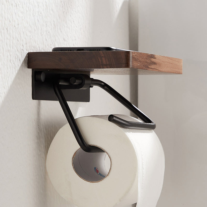 Toilet Paper Towel Holder Wall Mounted Black Walnut Toilet Roll Holder