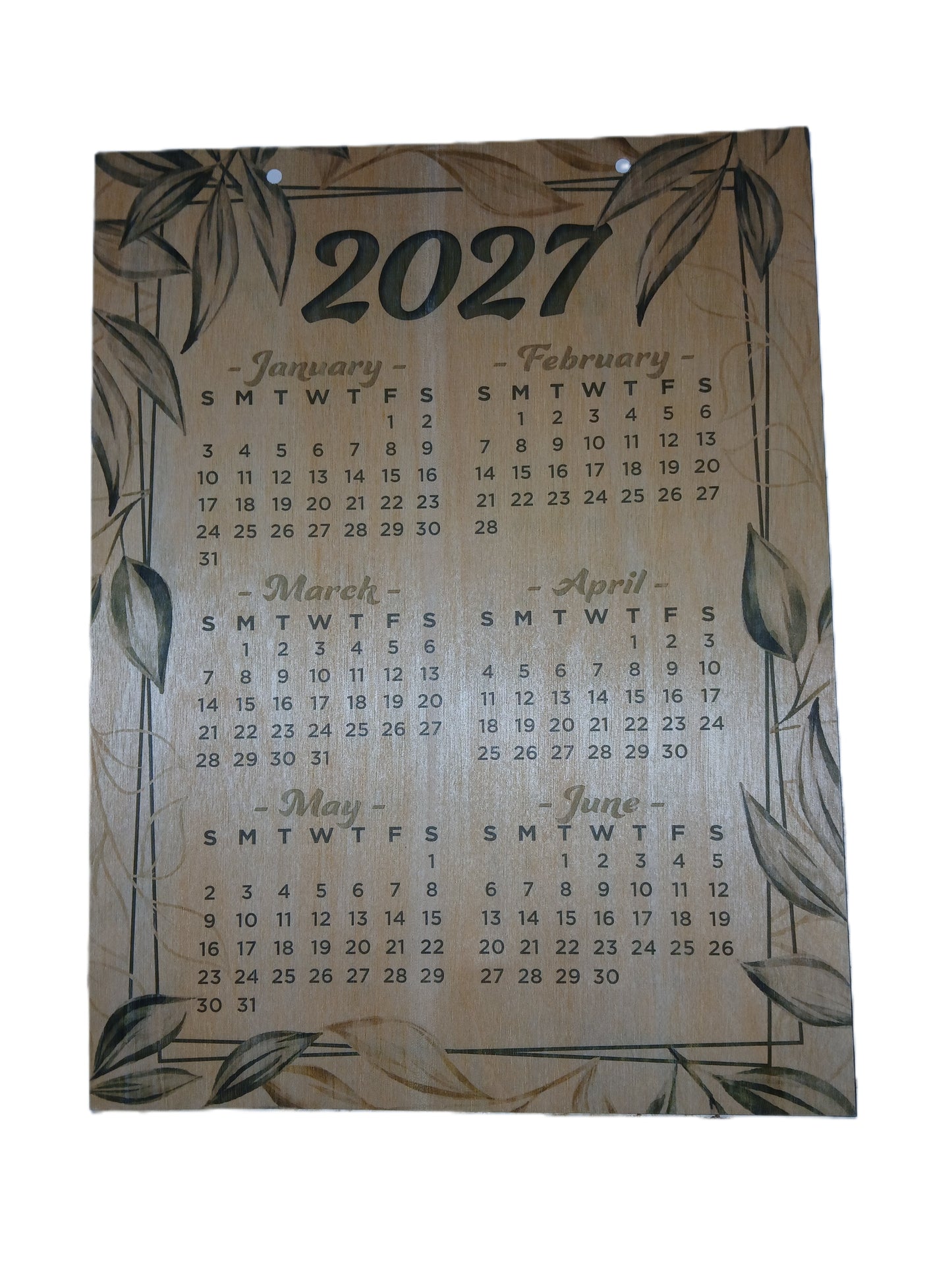 Wood 2027 Calendar