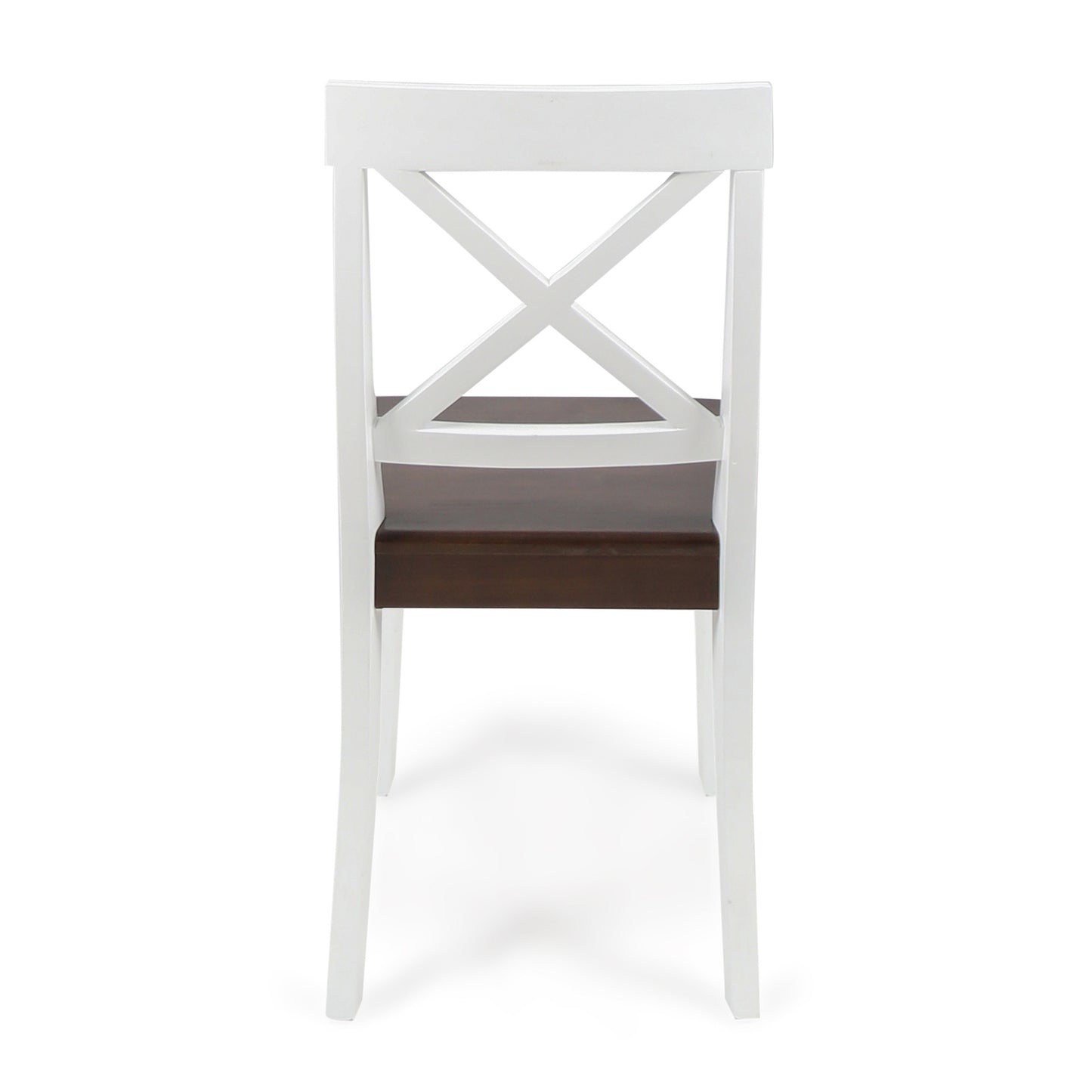 Roshan Farmhouse Acacia Wood Dining Chairs, White / Walnut (Set of 2)