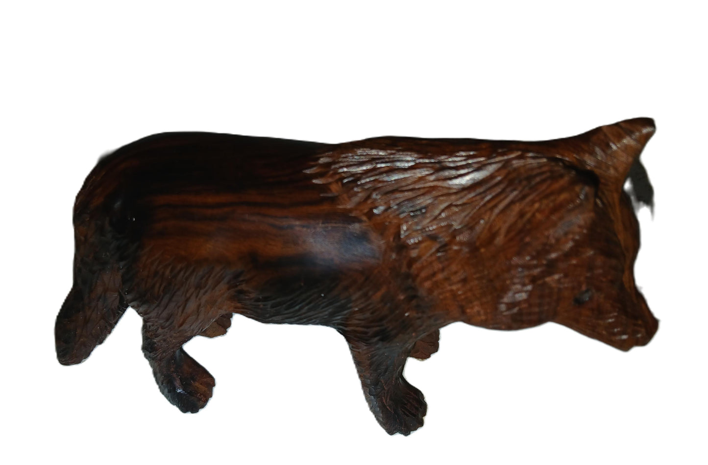 Wolf hand carved from ironwood.