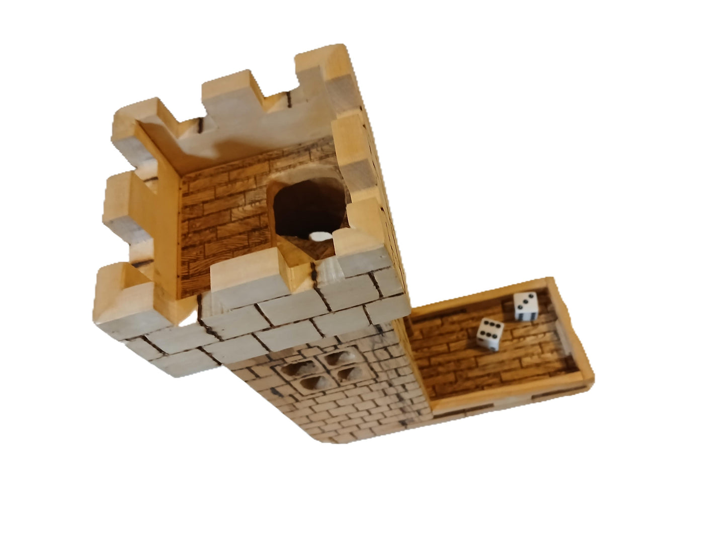Hand carved wood dice tower