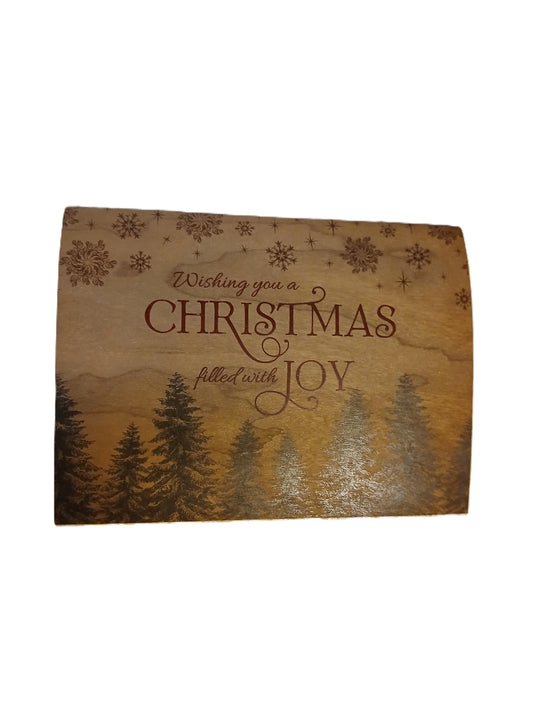 Christmas Card on Cherry Wood