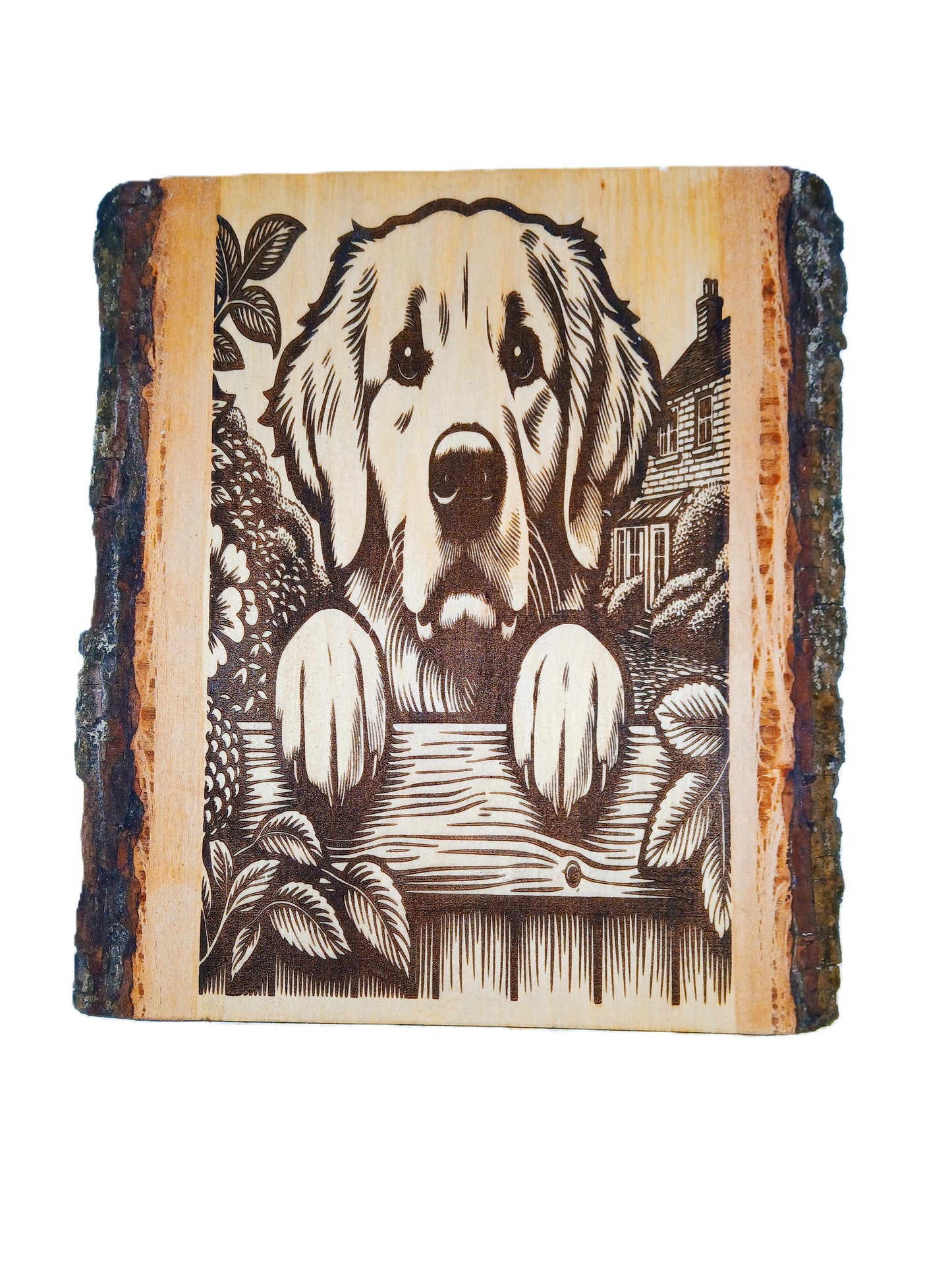 Dog Wood Burned on Basswood