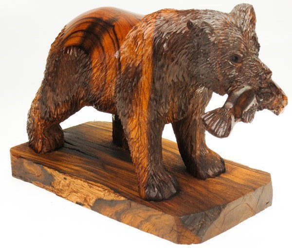 Grizzly Bear with Fish Ironwood