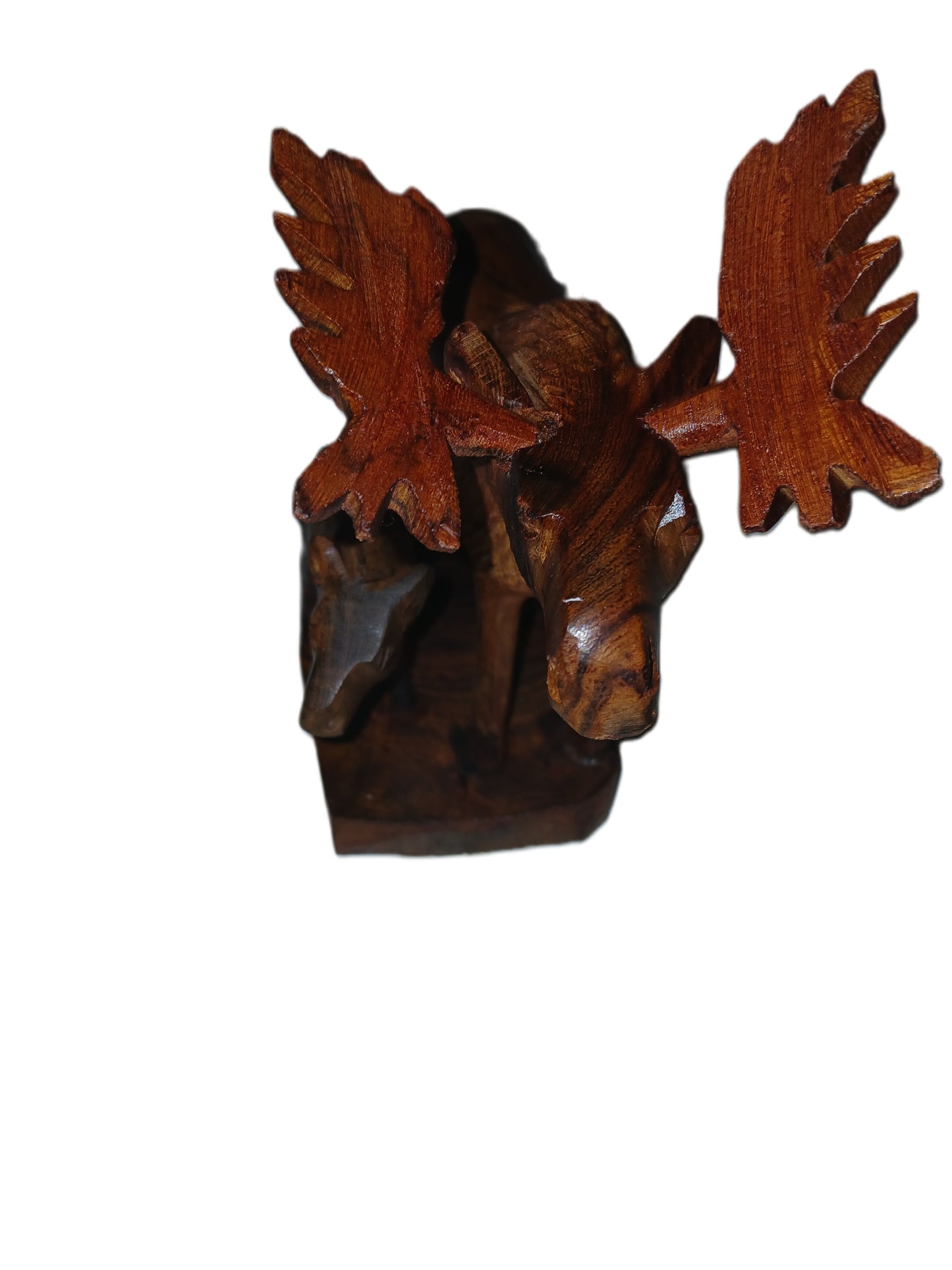 Moose with baby inronwood carving