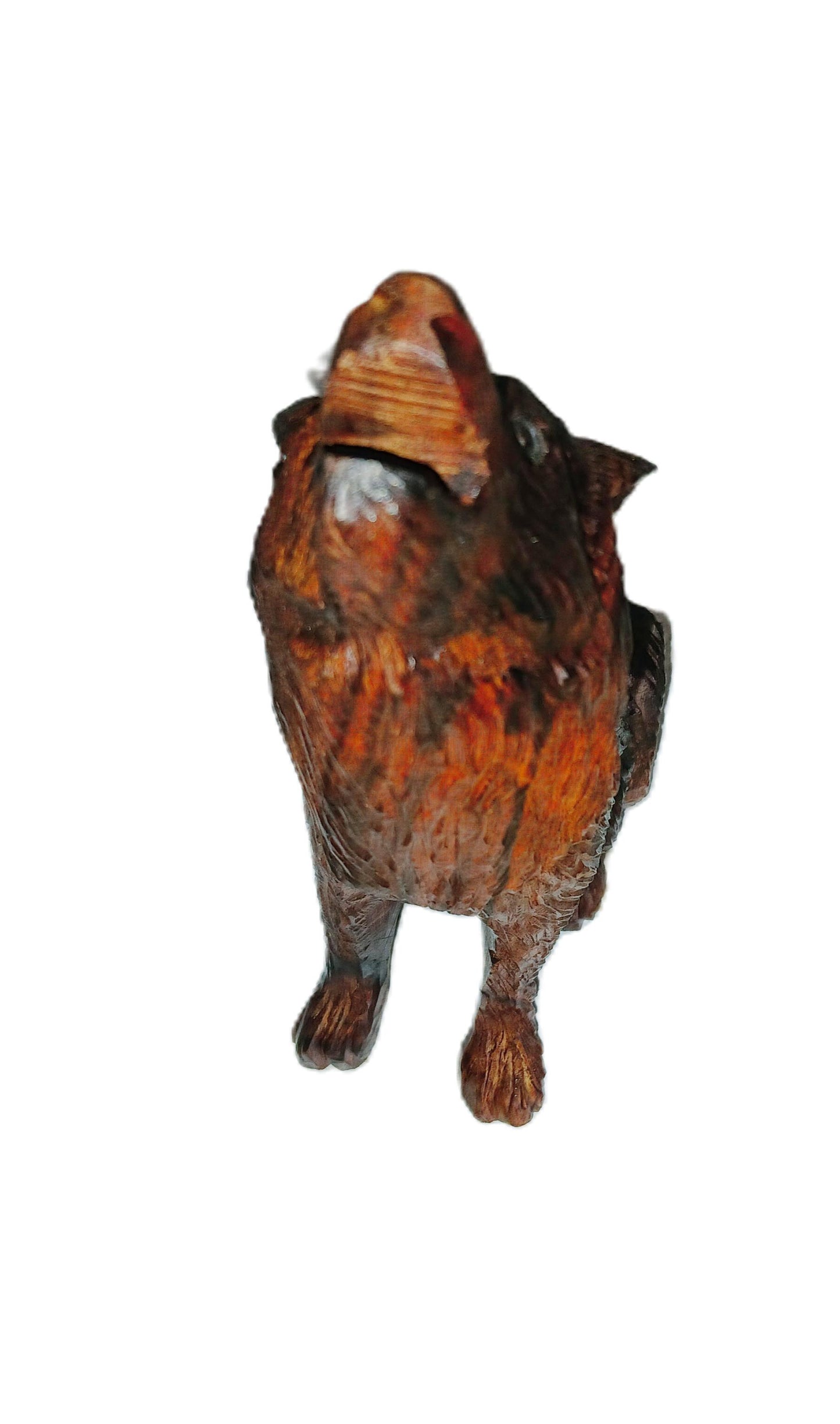 Sitting and Howling Wolf hand carved