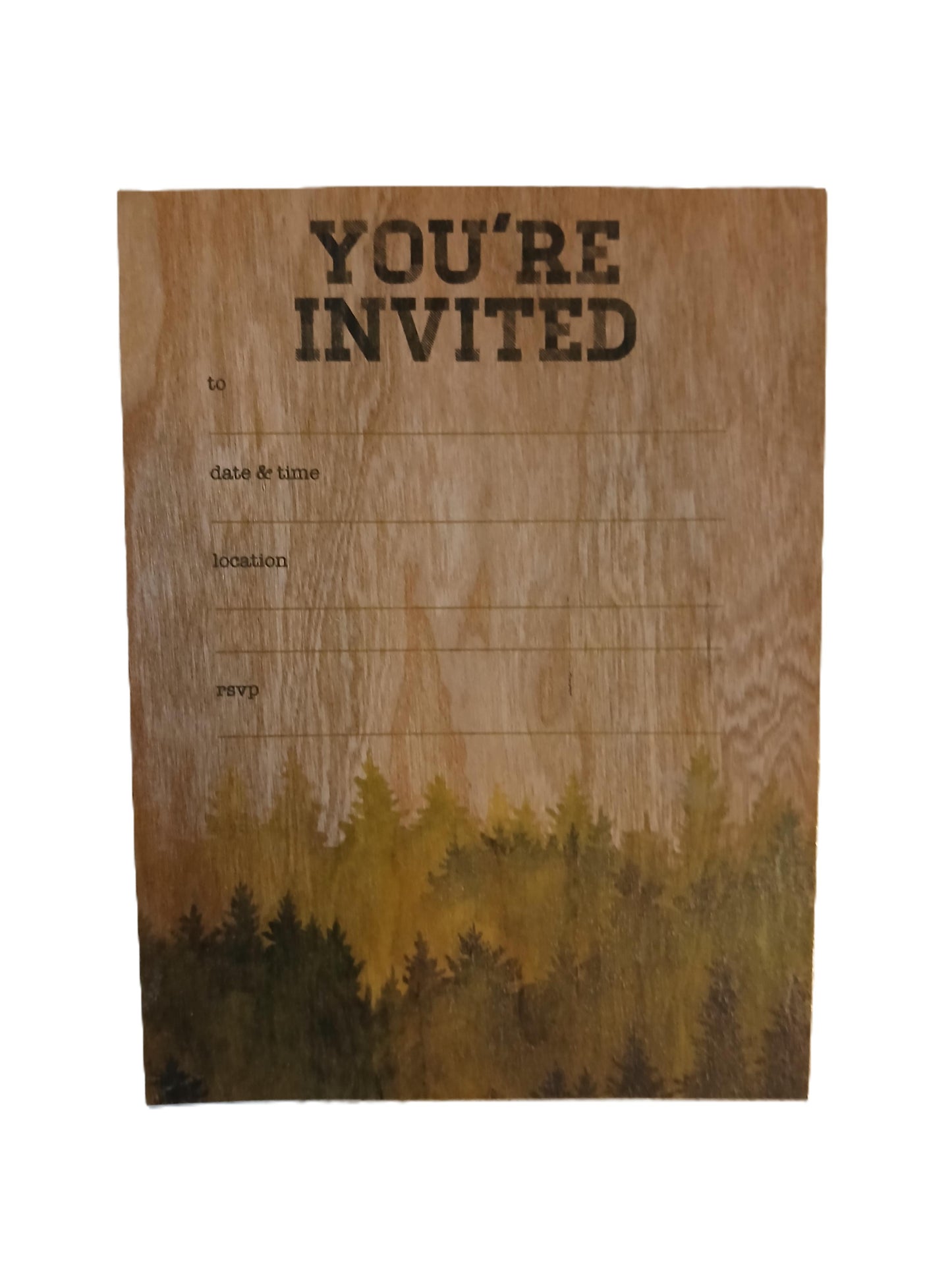 Invitation Card on Cherry Wood