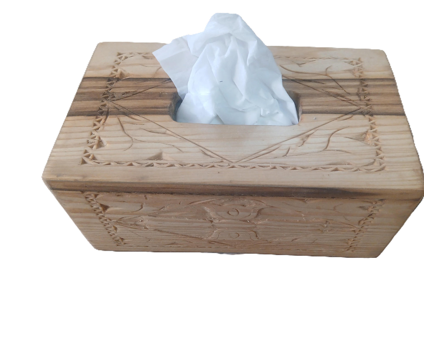 Tissue Box Cover Handcarved