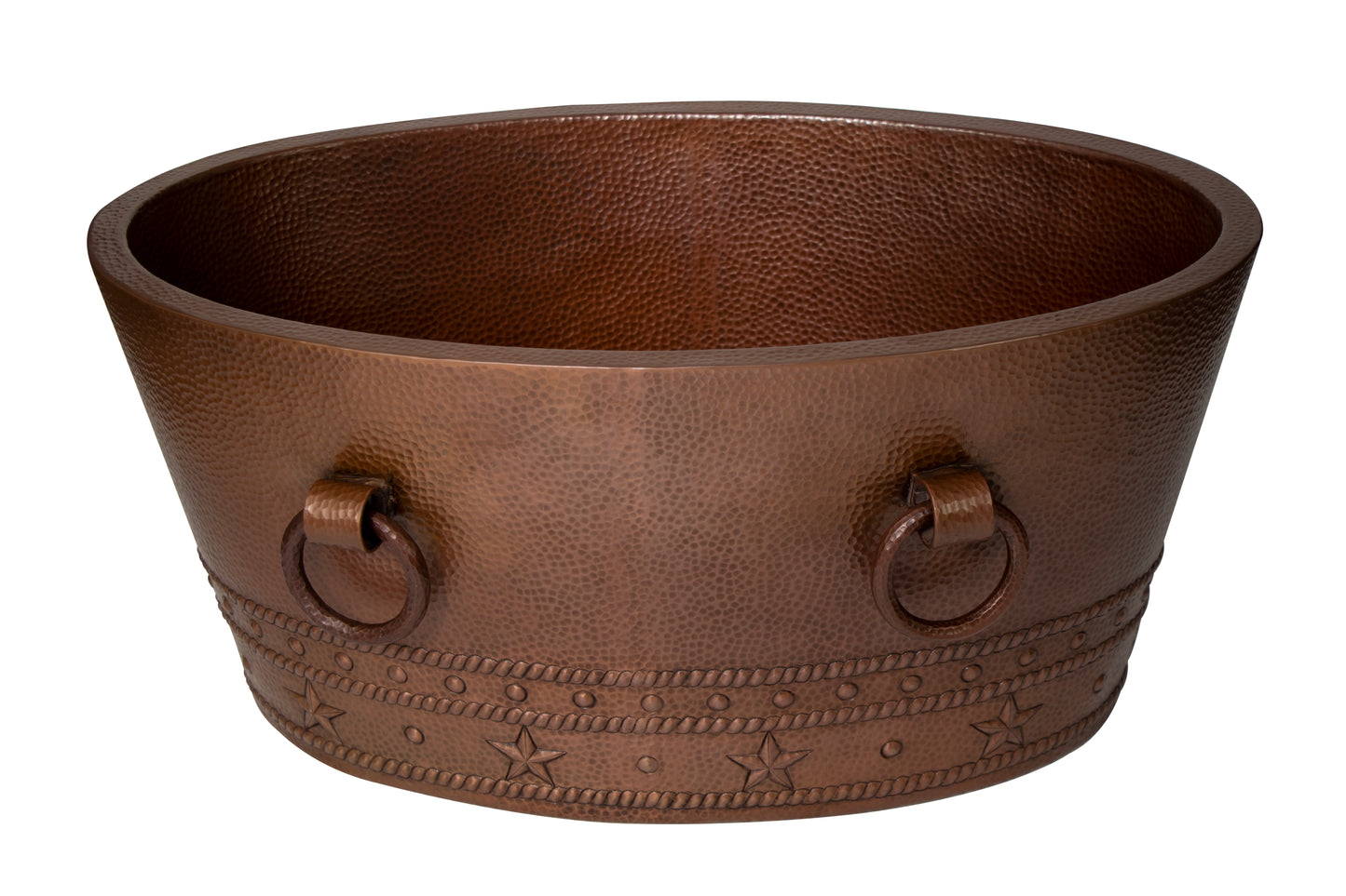 30" Oval Double Wall Hammered Copper Cooler
