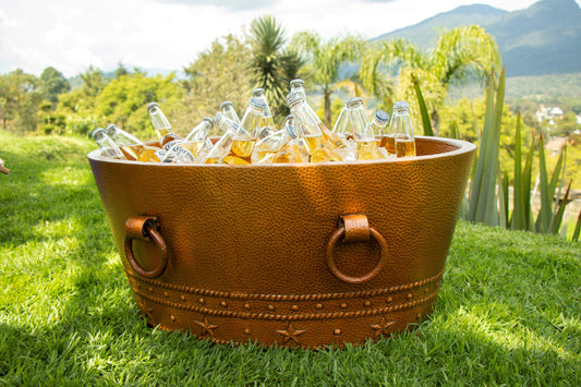 30" Oval Double Wall Hammered Copper Cooler