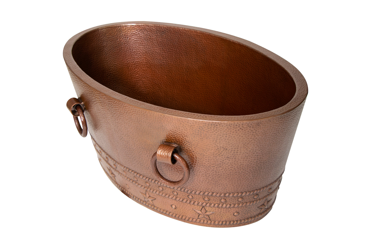 30" Oval Double Wall Hammered Copper Cooler