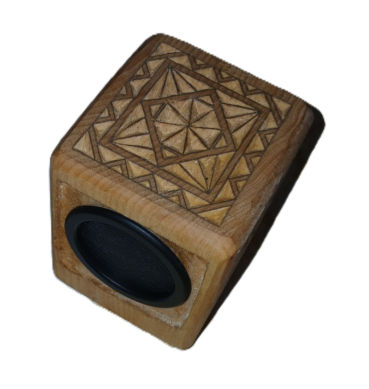 Wireless Blue Tooth Speaker chip carved in Basswood